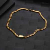 304 Stainless Steel 18K Gold Plated Hip-Hop Rock Cool Style Polishing Plating Chain Solid Color Necklace main image 5
