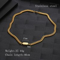 304 Stainless Steel 18K Gold Plated Hip-Hop Rock Cool Style Polishing Plating Chain Solid Color Necklace main image 2
