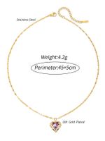 Elegant Shiny Heart Shape Stainless Steel Plating Inlay Zircon 14k Gold Plated Pendant Necklace main image 2