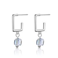 1 Par Estilo Clásico Cuadrado Enchapado Embutido Cristal Circón Blanco Oro Plateado Pendientes De Gota sku image 1