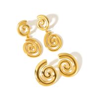 1 Pair Simple Style Spiral Stripe Polishing Plating 304 Stainless Steel 18K Gold Plated Drop Earrings main image 7