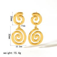 1 Pair Simple Style Spiral Stripe Polishing Plating 304 Stainless Steel 18K Gold Plated Drop Earrings main image 2