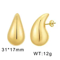 1 Par Básico Gotitas De Agua Acero Inoxidable Chapados en oro de 18k Pendientes sku image 10