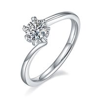 Classical Wedding Solid Color Sterling Silver Hollow Out Moissanite Rhodium Plated Silver Plated Rings main image 3