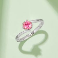 Classical Wedding Solid Color Sterling Silver Hollow Out Moissanite Rhodium Plated Silver Plated Rings main image 7