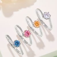 Classical Wedding Solid Color Sterling Silver Hollow Out Moissanite Rhodium Plated Silver Plated Rings main image 1