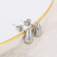 1 Pair Basic Water Droplets Stainless Steel 18K Gold Plated Ear Studs main image 2