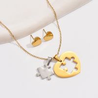 Simple Style Heart Shape Stainless Steel Jewelry Set sku image 1