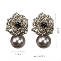 1 Pair Simple Style Flower Plating Inlay Alloy Artificial Gemstones 18k Gold Plated Earrings main image 2