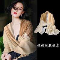 Women's Elegant Polka Dots Cotton And Linen Polyester Printing Silk Scarves sku image 1