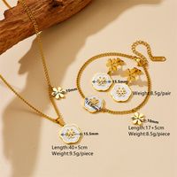 Titanium Steel 18K Gold Plated Classic Style Patchwork Flower Acrylic Jewelry Set main image 2