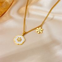 Titanium Steel 18K Gold Plated Classic Style Patchwork Flower Acrylic Jewelry Set main image 6