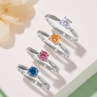 Classical Wedding Geometric Sterling Silver Plating Hollow Out Inlay Moissanite Rhodium Plated Silver Plated Rings main image 8