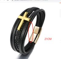 Ethnic Style Cross Pu Leather Braid Men's Wristband main image 2