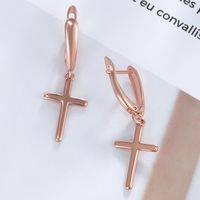 1 Pair Xuping Simple Style Cross Plating Copper Alloy 18k Gold Plated Rose Gold Plated White Gold Plated Drop Earrings main image 11