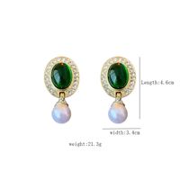 1 Pair Simple Style Oval Inlay Alloy Turquoise Drop Earrings main image 2