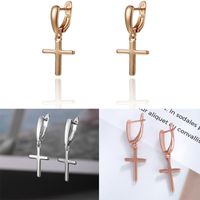 1 Pair Xuping Simple Style Cross Plating Copper Alloy 18k Gold Plated Rose Gold Plated White Gold Plated Drop Earrings main image 1