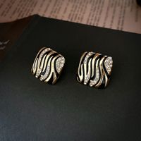 1 Pair Simple Style Square Inlay Alloy Zircon Ear Studs main image 1