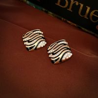 1 Pair Simple Style Square Inlay Alloy Zircon Ear Studs main image 4