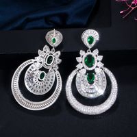 1 Pair Casual Shiny Geometric Round Plating Inlay Copper Zircon Rhodium Plated Silver Plated Drop Earrings main image 9