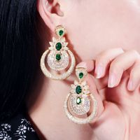 1 Pair Casual Shiny Geometric Round Plating Inlay Copper Zircon Rhodium Plated Silver Plated Drop Earrings main image 1