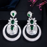 1 Pair Casual Shiny Geometric Round Plating Inlay Copper Zircon Rhodium Plated Silver Plated Drop Earrings main image 4