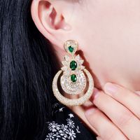 1 Pair Casual Shiny Geometric Round Plating Inlay Copper Zircon Rhodium Plated Silver Plated Drop Earrings main image 5