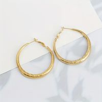 1 Paar Einfacher Stil Runden Überzug Titan Stahl Vergoldet Ohrringe main image 1