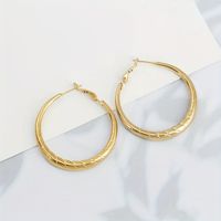 1 Paire Style Simple Rond Placage Acier Au Titane Plaqué Or Des Boucles D'oreilles main image 4