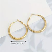 1 Paire Style Simple Rond Placage Acier Au Titane Plaqué Or Des Boucles D'oreilles main image 2