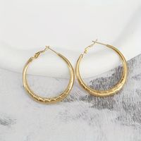 1 Paire Style Simple Rond Placage Acier Au Titane Plaqué Or Des Boucles D'oreilles main image 3