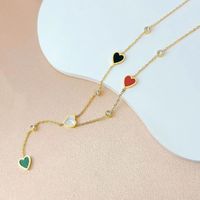 Stainless Steel Gold Plated Modern Style Classic Style Plating Inlay Heart Shape Shell Zircon Pendant Necklace main image 4