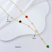Stainless Steel Gold Plated Modern Style Classic Style Plating Inlay Heart Shape Shell Zircon Pendant Necklace main image 2