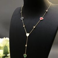 Stainless Steel Gold Plated Modern Style Classic Style Plating Inlay Heart Shape Shell Zircon Pendant Necklace main image 3