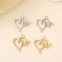 Ig Style Glam Romantic Heart Shape Butterfly Copper Plating Inlay Zircon 18k Gold Plated White Gold Plated Jewelry Accessories main image 1
