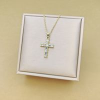 Classic Style Cross Stainless Steel Inlay Rhinestones Pendant Necklace main image 9