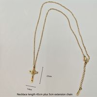Classic Style Cross Stainless Steel Inlay Rhinestones Pendant Necklace main image 3