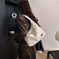Women's Pu Leather Solid Color Vintage Style Classic Style Sewing Thread Square Magnetic Buckle Tote Bag main image 6