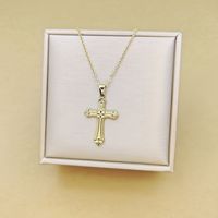 Classic Style Cross Stainless Steel Inlay Rhinestones Pendant Necklace main image 6