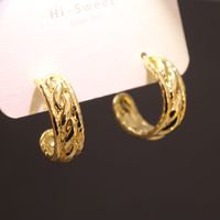 1 Pair Ig Style Simple Style Oversized C Shape O-shape Spiral Polishing Plating Copper 18k Gold Plated Earrings main image 9