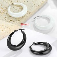 1 Pair Simple Style Oval Spray Paint 304 Stainless Steel Earrings main image 2