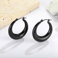 1 Pair Simple Style Oval Spray Paint 304 Stainless Steel Earrings main image 6