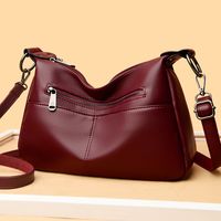 Women's Pu Solid Color Vintage Style Sewing Thread Square Zipper Shoulder Bag main image 4