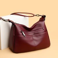 Women's Pu Solid Color Vintage Style Sewing Thread Square Zipper Shoulder Bag sku image 1