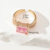 Simple Style Shiny Square Copper Plating Inlay Zircon Open Rings main image 2