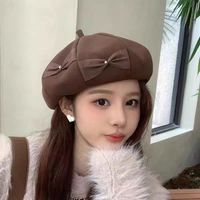 Women's Elegant Sweet Bow Knot Curved Eaves Eaveless Ivy Cap Beret Hat main image 6