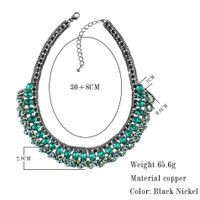 Classical Retro Queen Oval Copper Beaded Inlay Rhinestones Glass Bead Necklace sku image 1