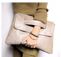Unisex Medium Pu Leather Solid Color Classic Style Square Magnetic Buckle Envelope Bag sku image 1