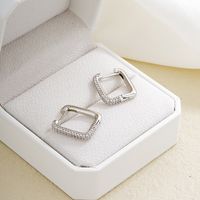 1 Pair Ig Style Simple Style Square Plating Inlay Copper Zircon White Gold Plated Earrings main image 1