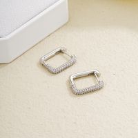 1 Pair Ig Style Simple Style Square Plating Inlay Copper Zircon White Gold Plated Earrings main image 3